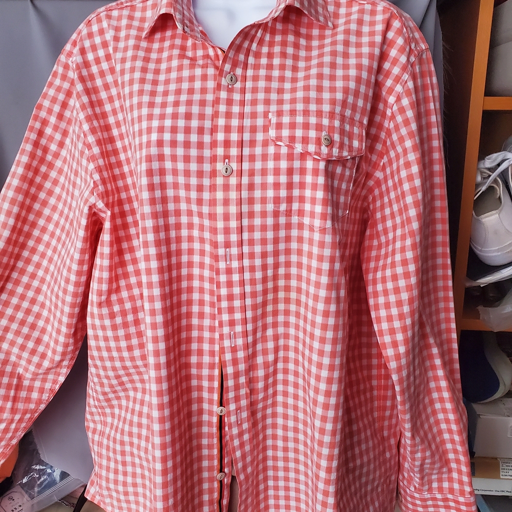 Cutter & Buck Red and White Checkered Shirt